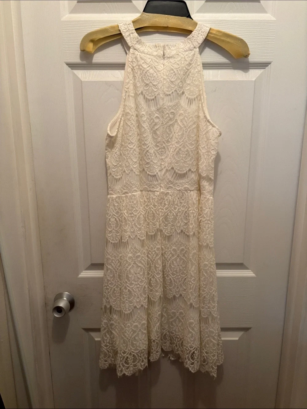 Ivory Lace Midi Halter Dress